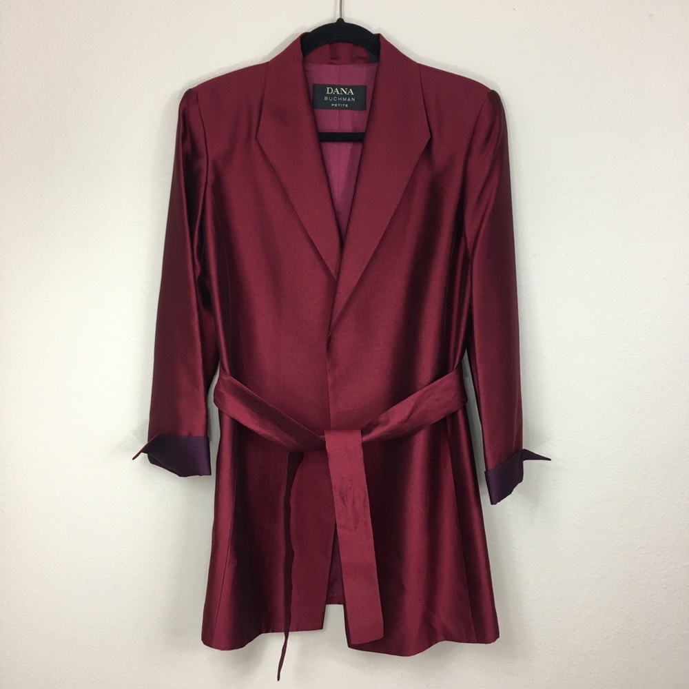 Dana Buchman Merlot Silk Blazer Coat Size 10P